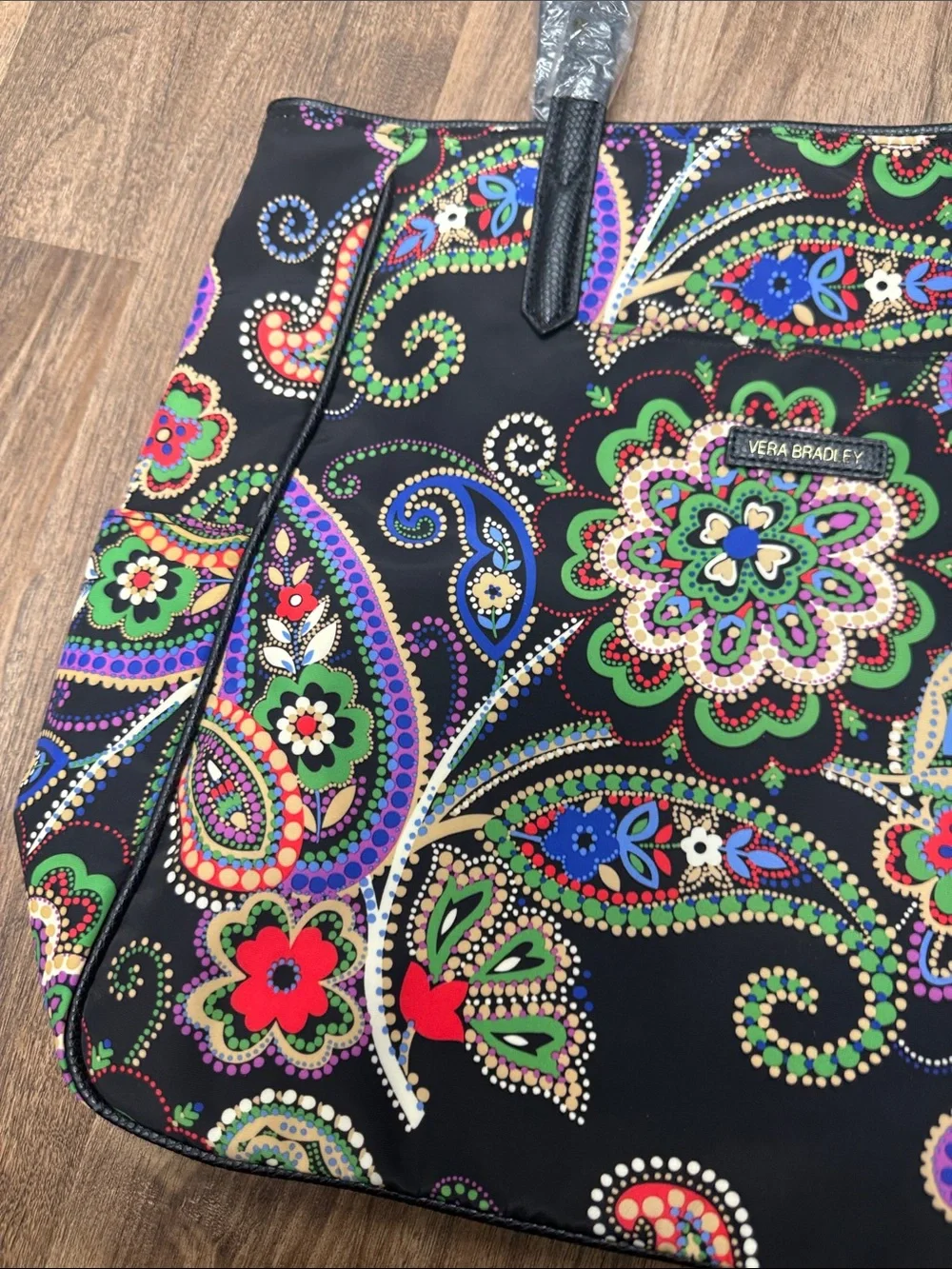 Vera Bradley Kiev Paisley Black Tote with Multicolor Paisley & Floral Print